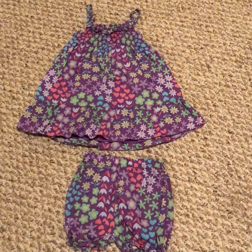 18 month girls purple floral dress with bloomers